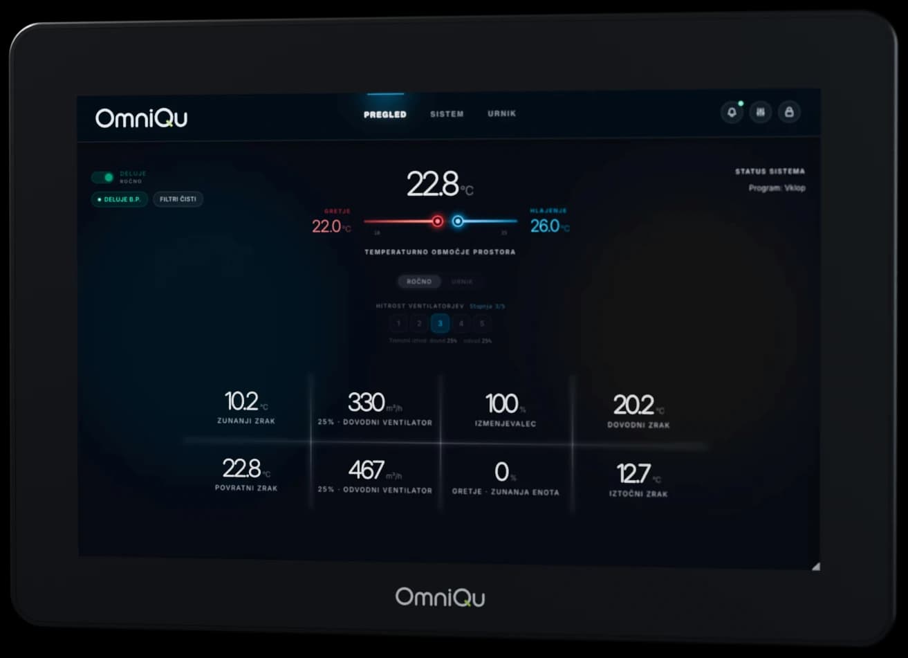 OmniQu Panel with its overview screen